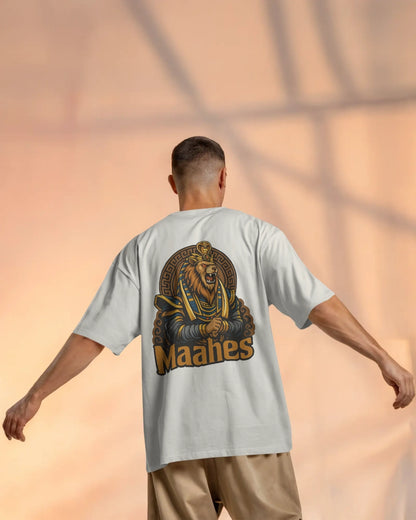 Maahes Oversized T-Shirt for Men – Egyptian Warrior Streetwear by Bycads