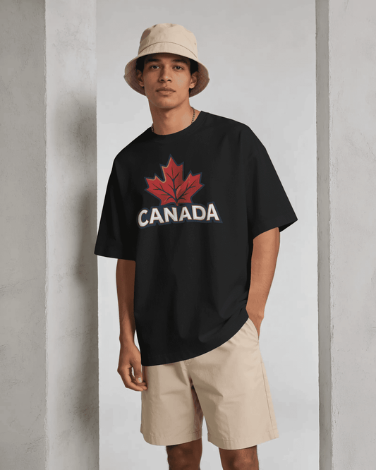 BYCADS Canada Maple Leaf Oversized Cotton Blend T-Shirt | Premium Streetwear Graphic T-Shirt