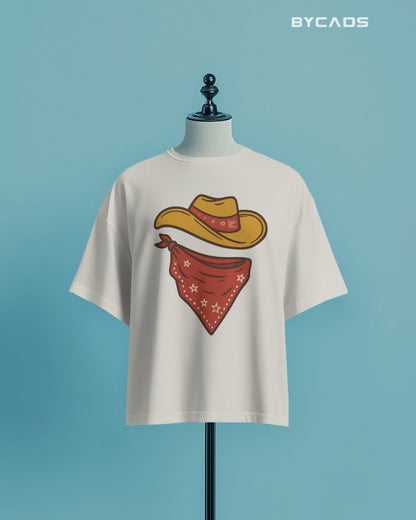 Minimal Cowboy Oversized T-Shirt for Men – Western Hat and Bandana by Bycads