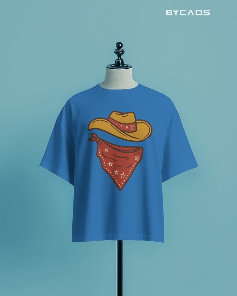 Minimal Cowboy Oversized T-Shirt for Men – Western Hat and Bandana by Bycads