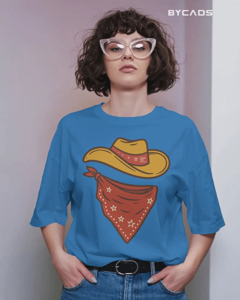 Minimal Cowboy Oversized T-Shirt for Men – Western Hat and Bandana by Bycads