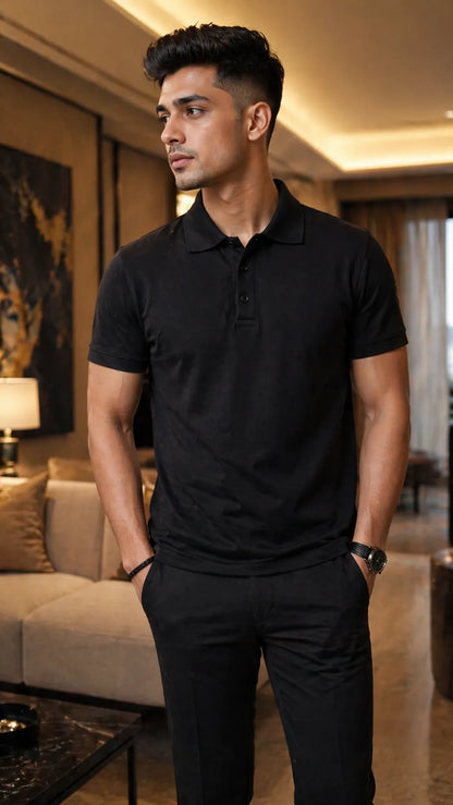 BYCADS Classic Navy Blue Polo T-Shirt – Smart Casual Cotton Essential