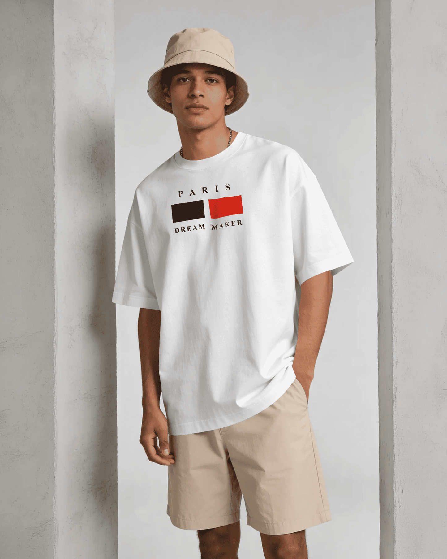 BYCADS Minimal Paris Printed Street Style Oversized Cotton Blend T-shirt