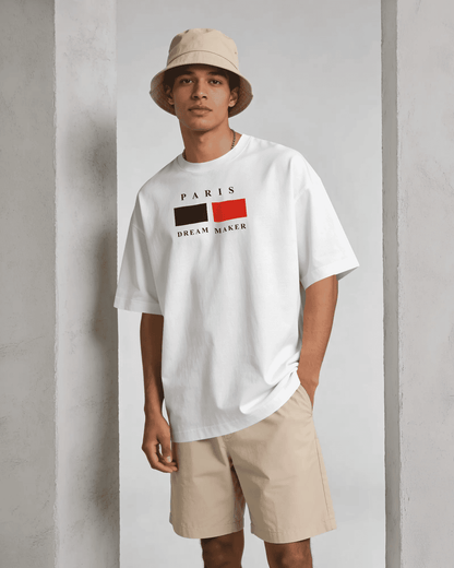 BYCADS Minimal Paris Printed Street Style Oversized Cotton Blend T-shirt