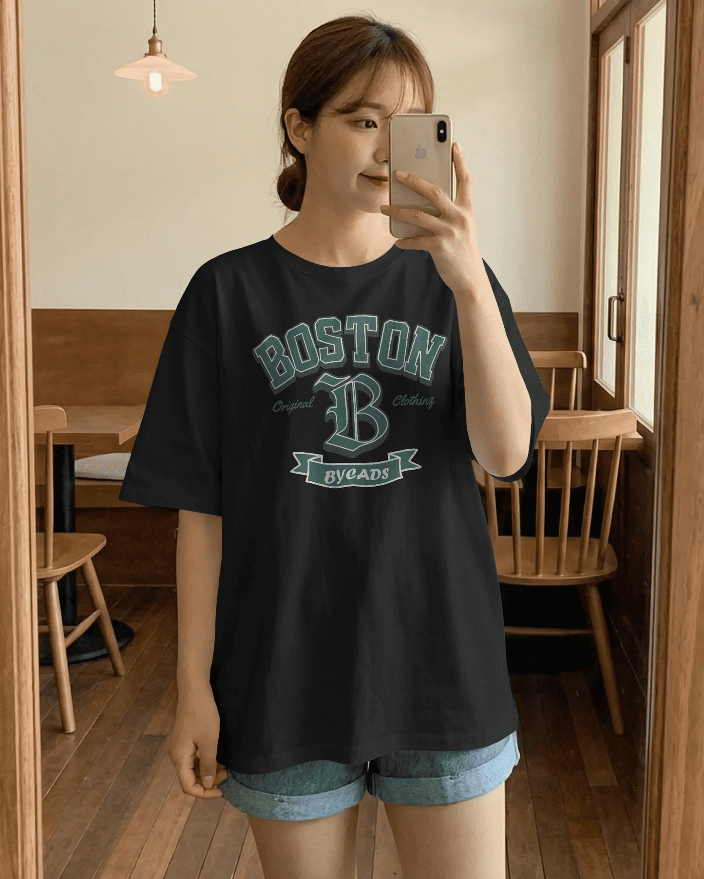 BYCADS Boston Graphic Oversized T-Shirt – Unisex Streetwear Cotton Blend t shirt