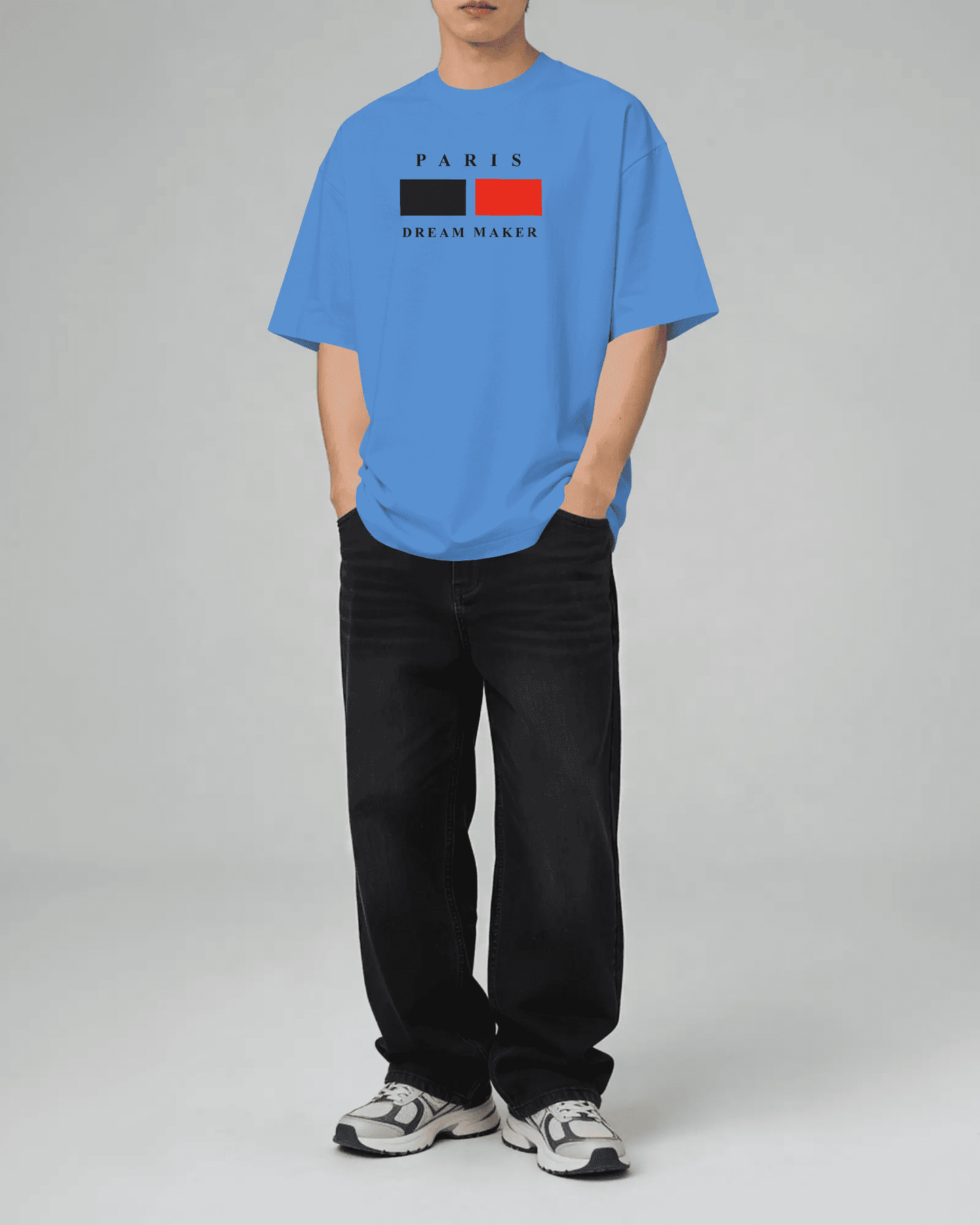 BYCADS Minimal Paris Printed Street Style Oversized Cotton Blend T-shirt