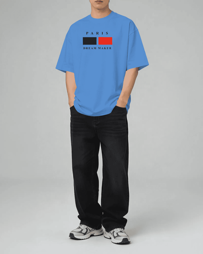 BYCADS Minimal Paris Printed Street Style Oversized Cotton Blend T-shirt