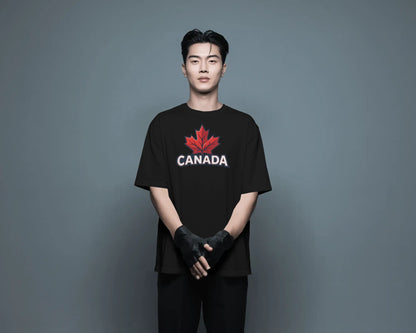 BYCADS Canada Maple Leaf Oversized Cotton Blend T-Shirt | Premium Streetwear Graphic T-Shirt