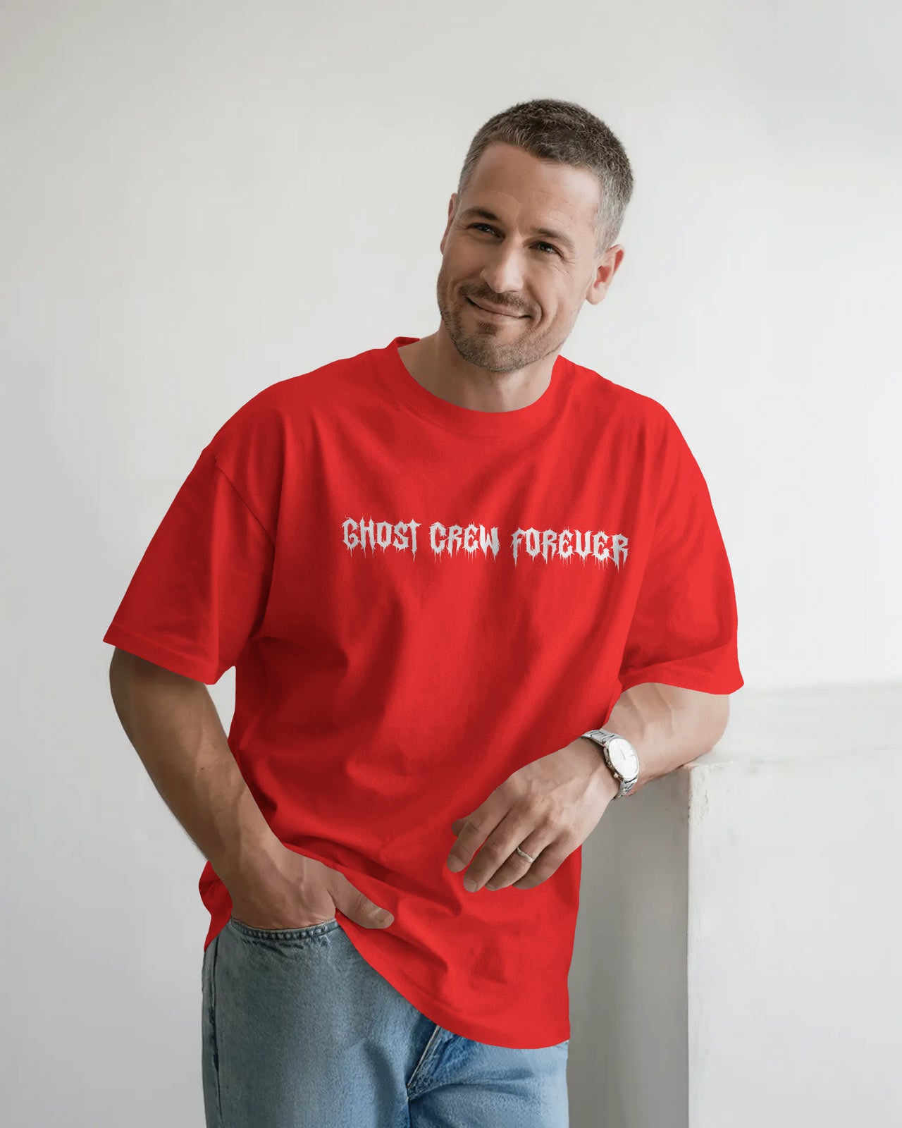 Pirate Skull Oversized T-Shirt for Men – Red Bandana & Swords Graphic by Bycads