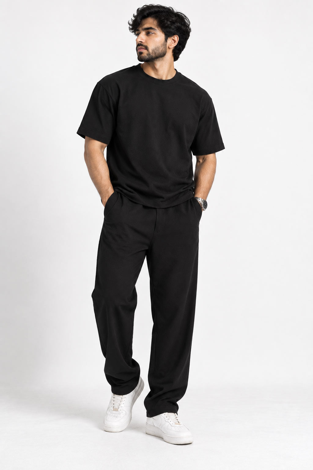 BYCADS Black Regular Fit T-Shirt & Trouser Co-Ord Set | Premium Men’s Casual Streetwear Outfit