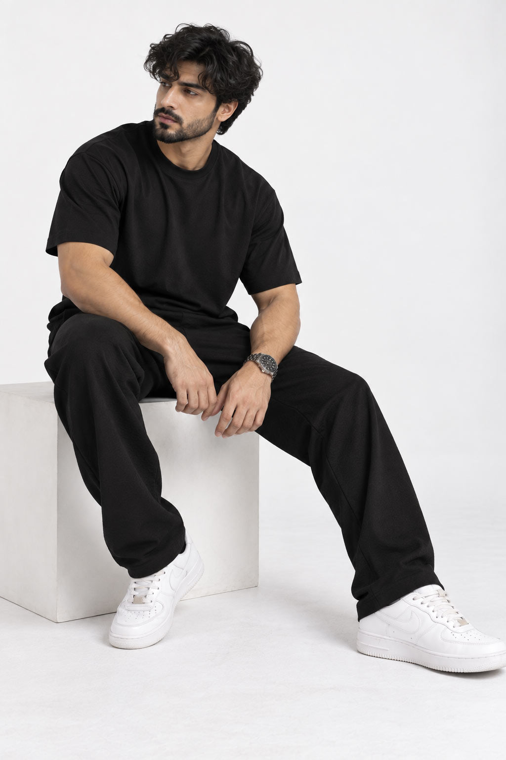 BYCADS Black Regular Fit T-Shirt & Trouser Co-Ord Set | Premium Men’s Casual Streetwear Outfit