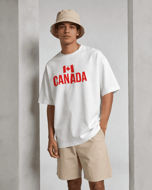 BYCADS Canada Flag Oversized T-Shirt – Travel Graphic Printed Cotton Blend tshirt