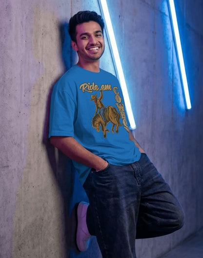 Ride ‘Em Cowboy Oversized T-Shirt for Men – Western Streetwear by Bycads