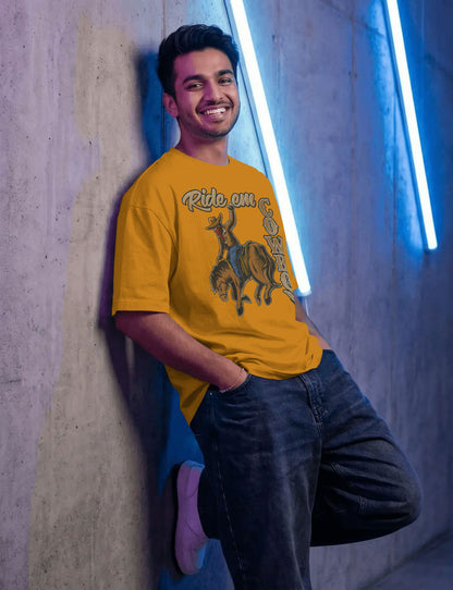 Ride ‘Em Cowboy Oversized T-Shirt for Men – Western Streetwear by Bycads