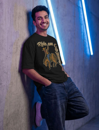 Ride ‘Em Cowboy Oversized T-Shirt for Men – Western Streetwear by Bycads