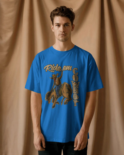 Ride ‘Em Cowboy Oversized T-Shirt for Men – Western Streetwear by Bycads