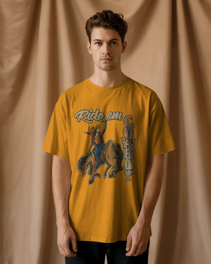 Ride ‘Em Cowboy Oversized T-Shirt for Men – Western Streetwear by Bycads