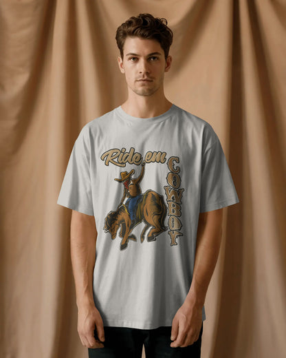 Ride ‘Em Cowboy Oversized T-Shirt for Men – Western Streetwear by Bycads