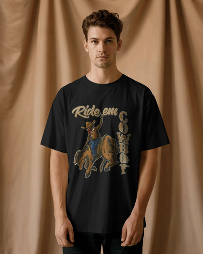 Ride ‘Em Cowboy Oversized T-Shirt for Men – Western Streetwear by Bycads