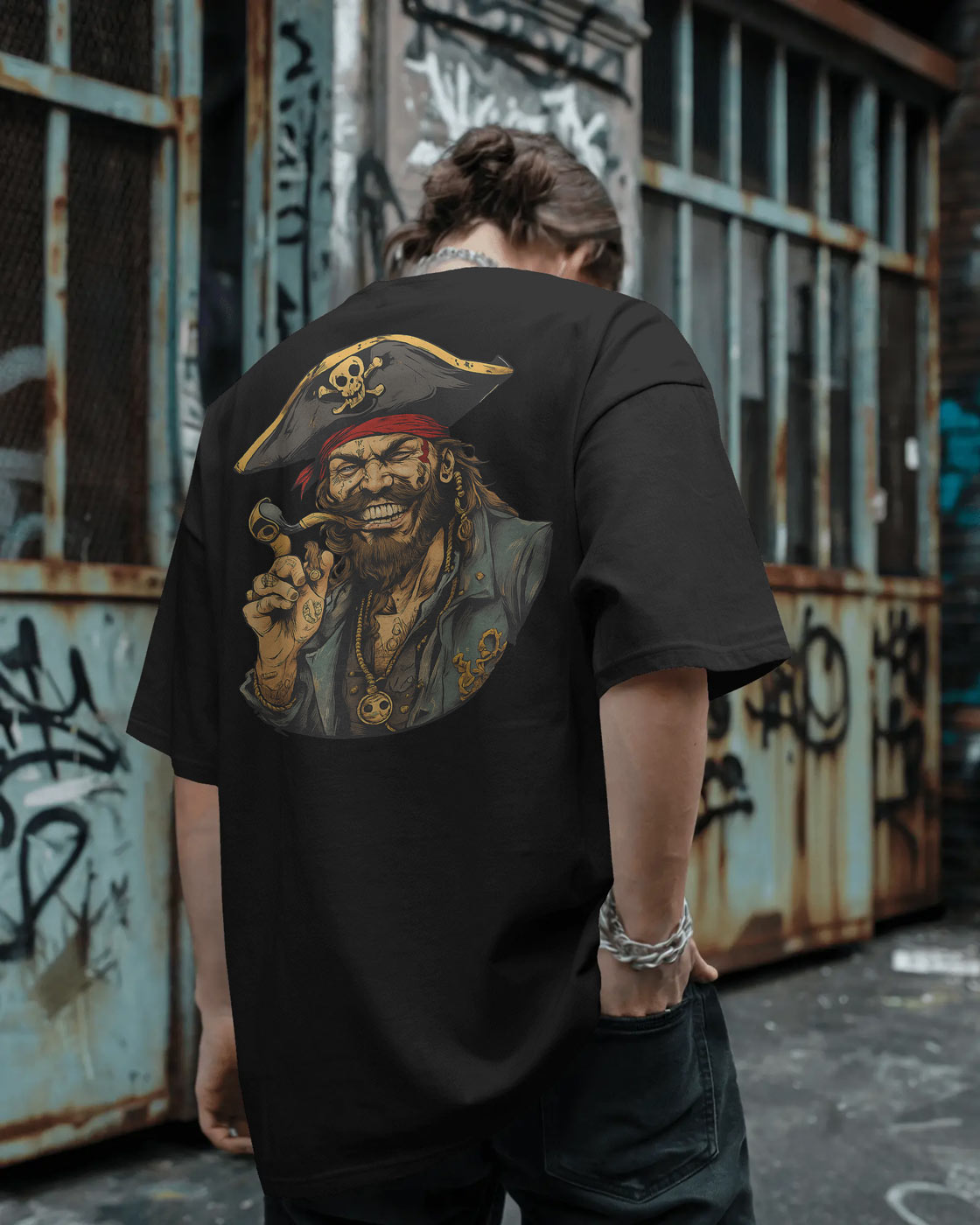 Rogue Pirate Illustration Oversized Graphic T-Shirt for Men – Bycads Signature Drop