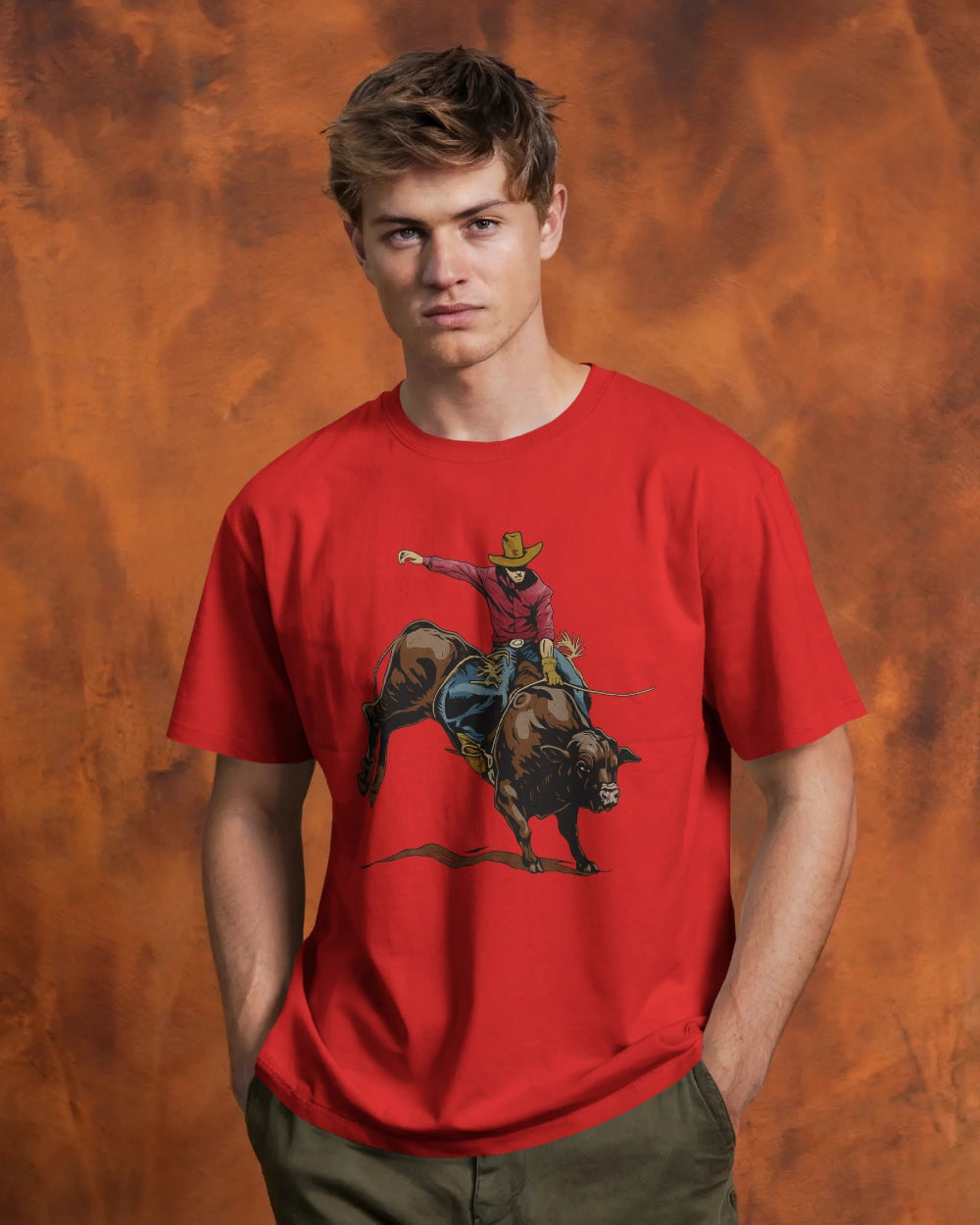 “Rough & Reckless” Cowboy Bull Ride T-shirt By Bycads