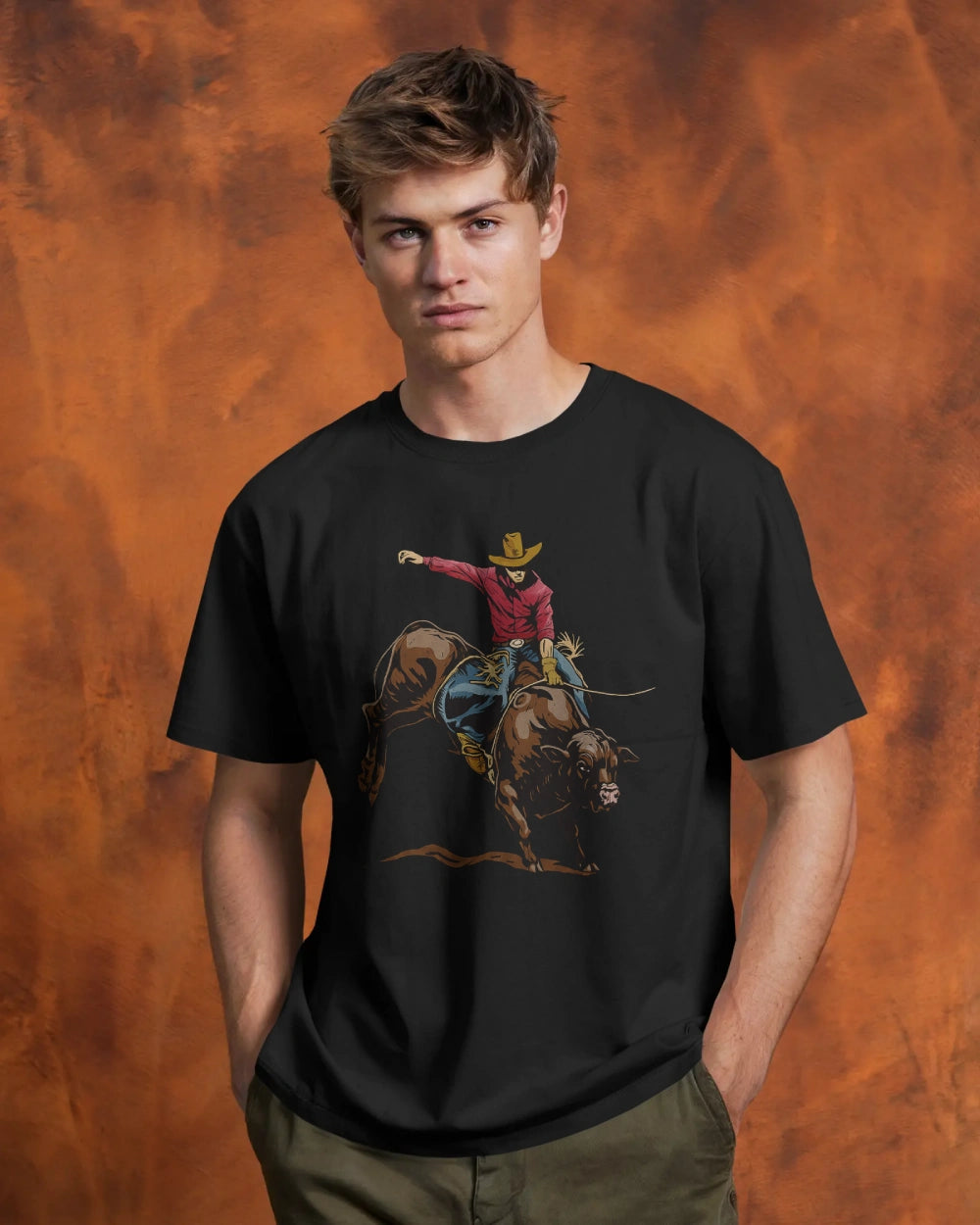 “Rough & Reckless” Cowboy Bull Ride T-shirt By Bycads