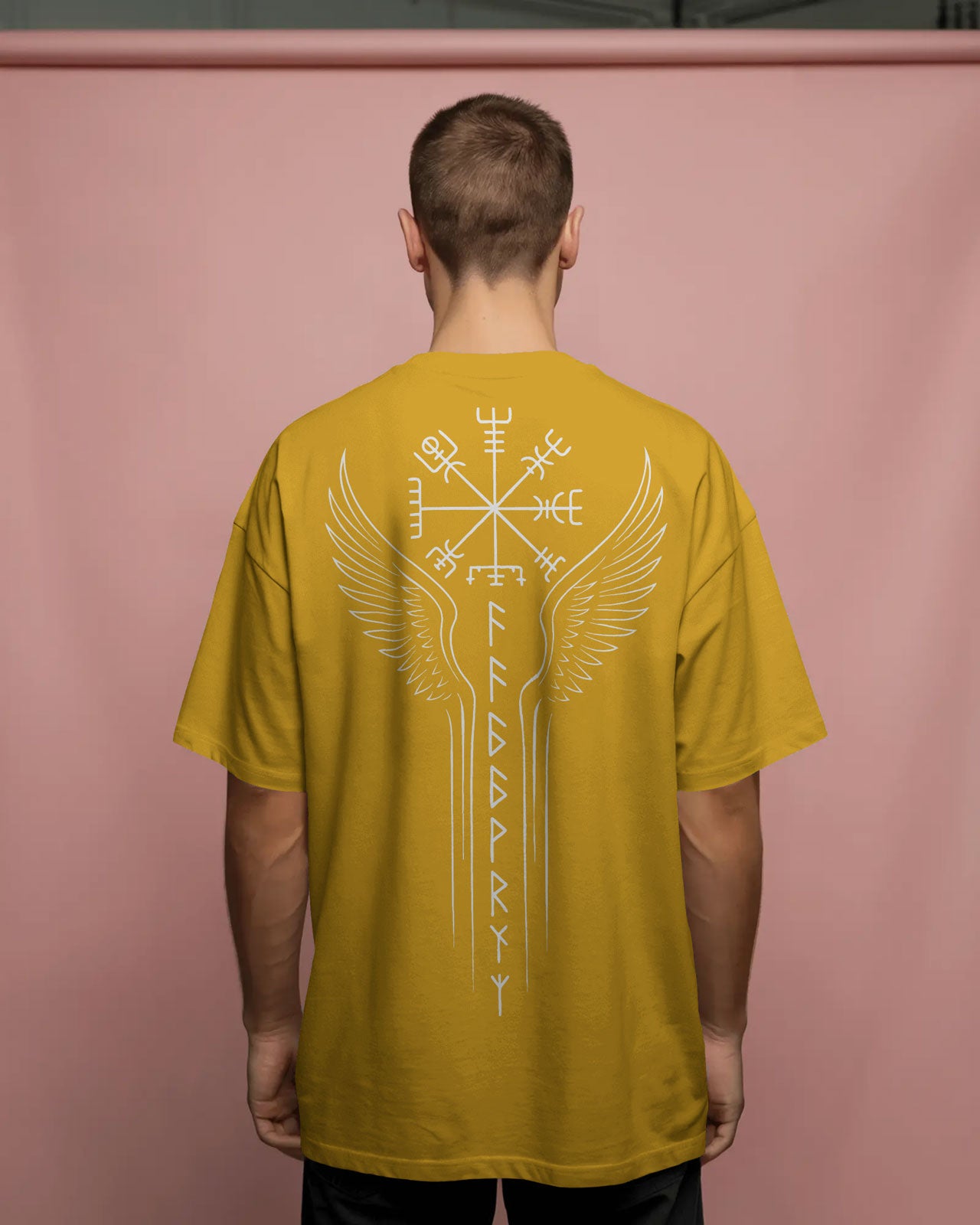 Runic Wings Oversized T-Shirt – Norse Symbolic Streetwear by Bycads