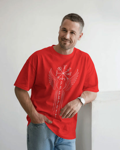 Runic Wings Oversized T-Shirt – Norse Symbolic Streetwear by Bycads