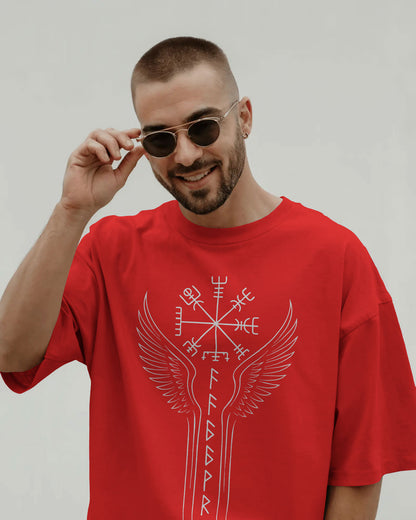 Runic Wings Oversized T-Shirt – Norse Symbolic Streetwear by Bycads