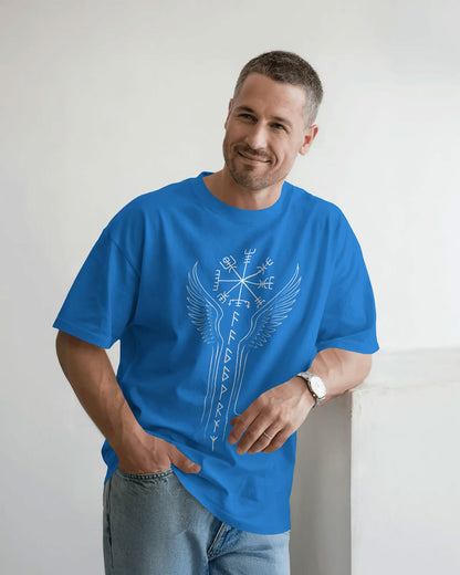 Runic Wings Oversized T-Shirt – Norse Symbolic Streetwear by Bycads