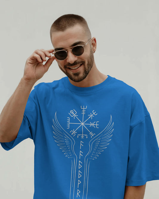 Runic Wings Oversized T-Shirt – Norse Symbolic Streetwear by Bycads