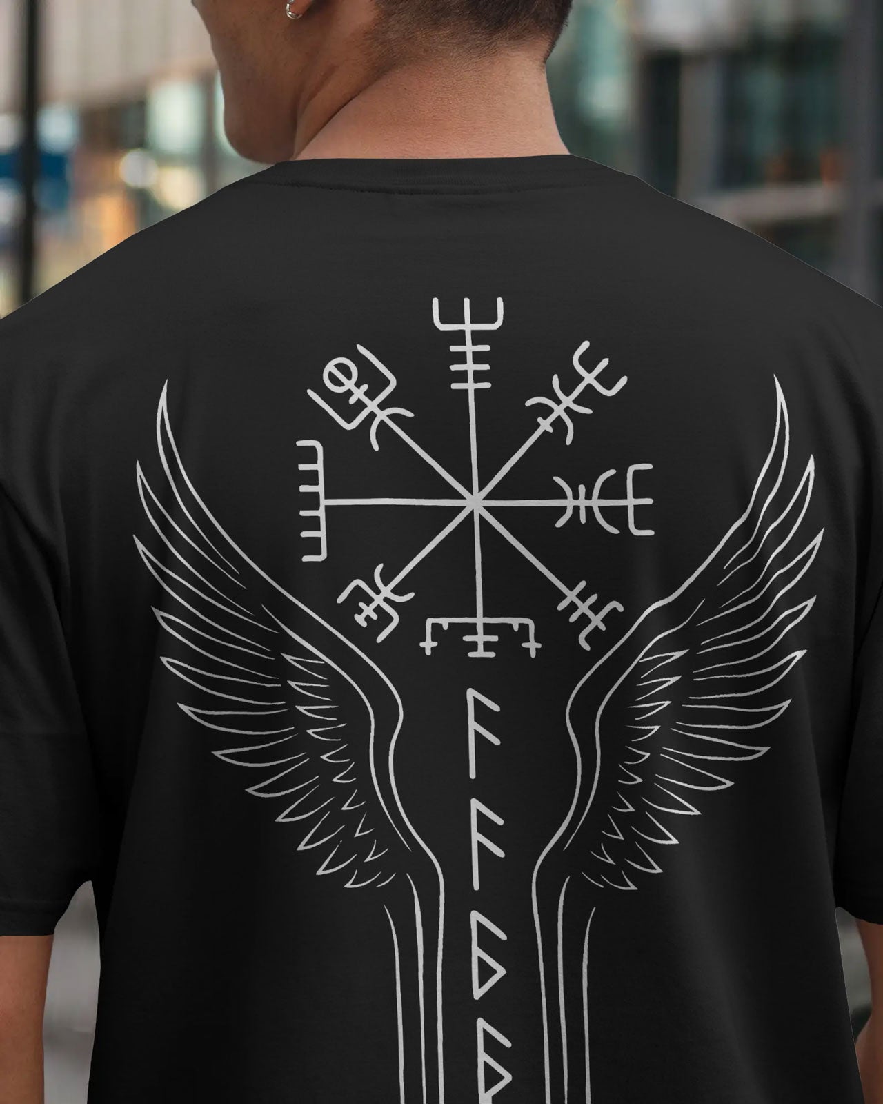 Runic Wings Oversized T-Shirt – Norse Symbolic Streetwear by Bycads