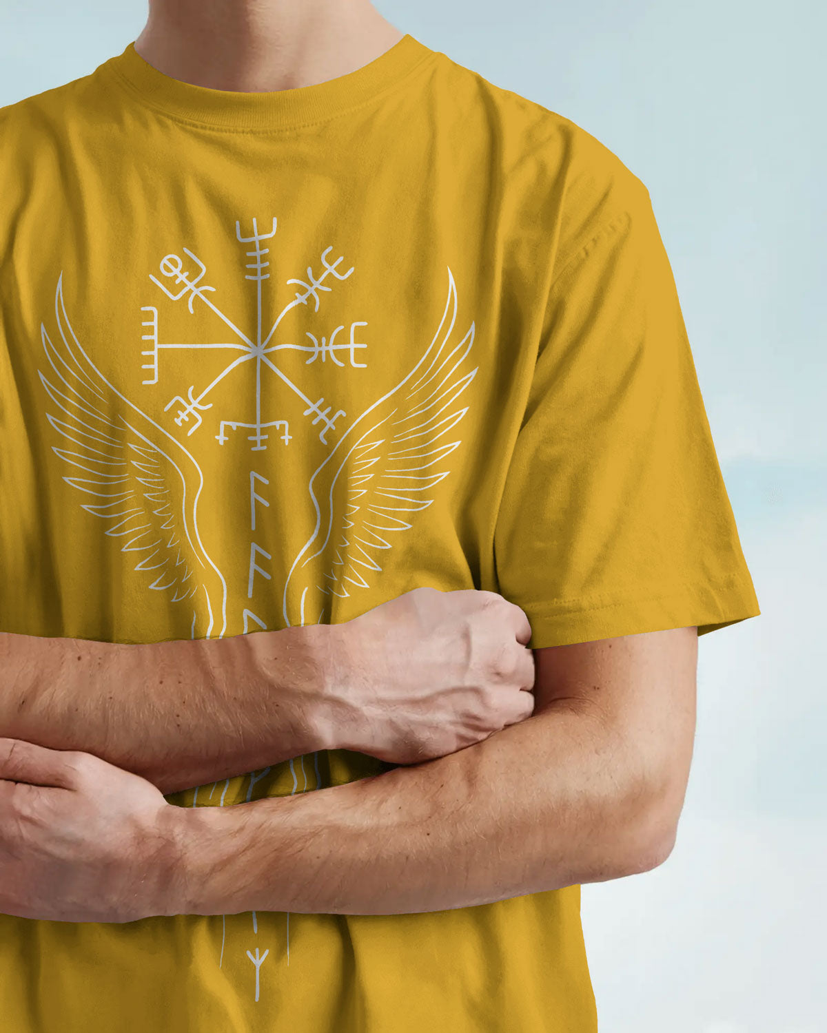 Runic Wings Oversized T-Shirt – Norse Symbolic Streetwear by Bycads
