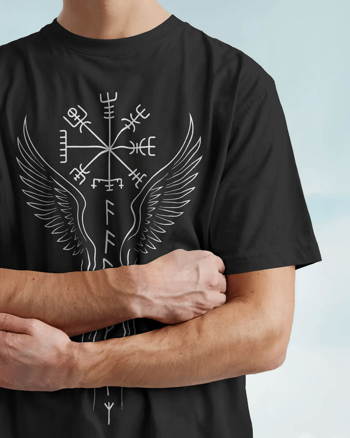 Runic Wings Oversized T-Shirt – Norse Symbolic Streetwear by Bycads