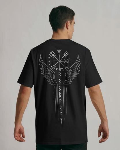 Runic Wings Oversized T-Shirt – Norse Symbolic Streetwear by Bycads