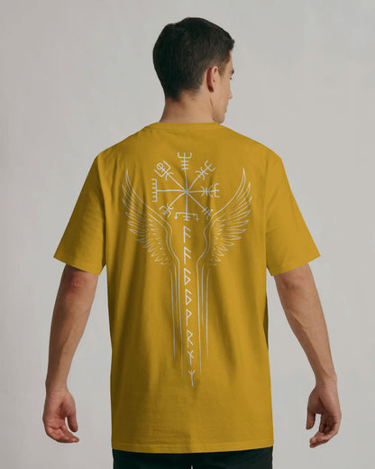 Runic Wings Oversized T-Shirt – Norse Symbolic Streetwear by Bycads