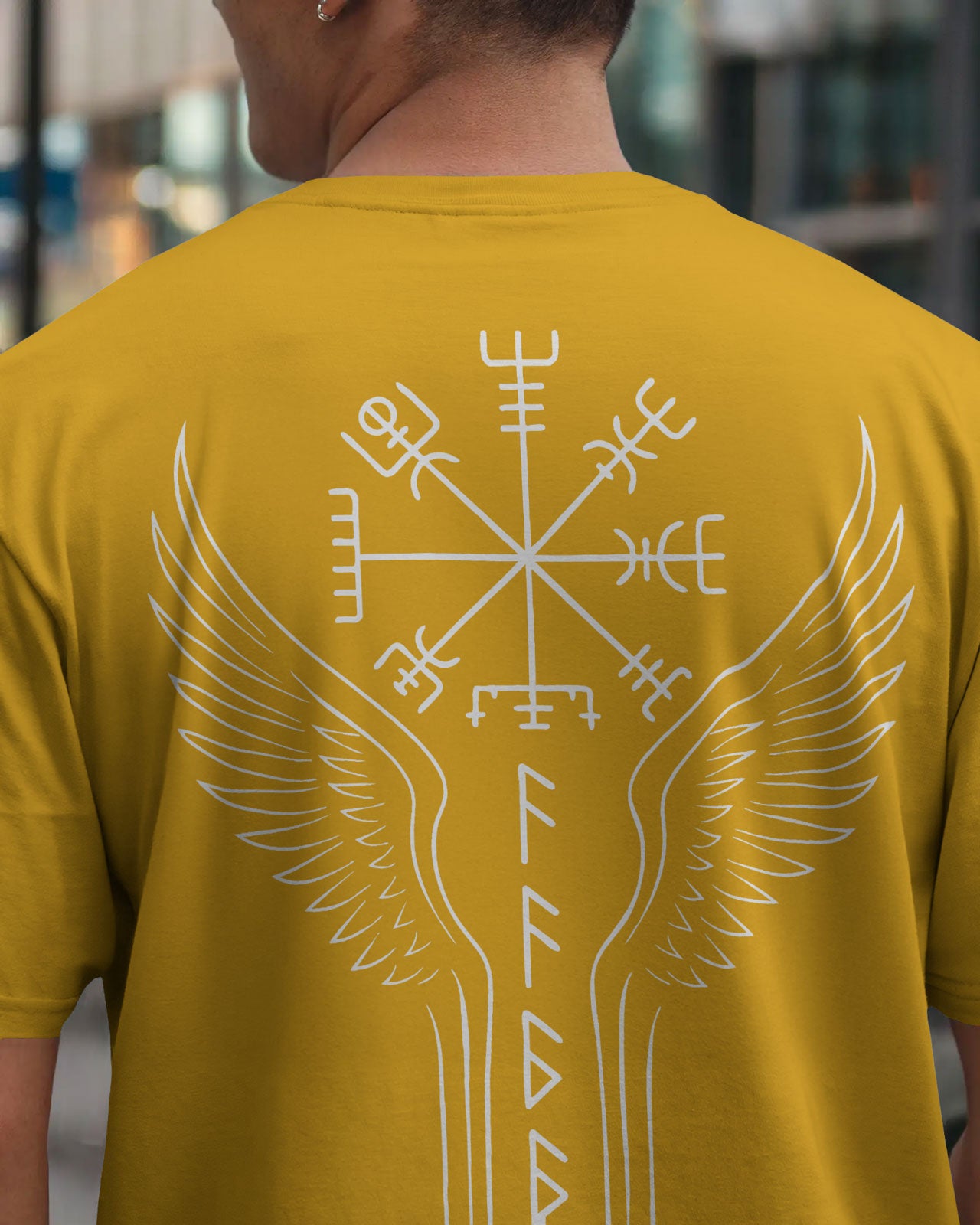 Runic Wings Oversized T-Shirt – Norse Symbolic Streetwear by Bycads
