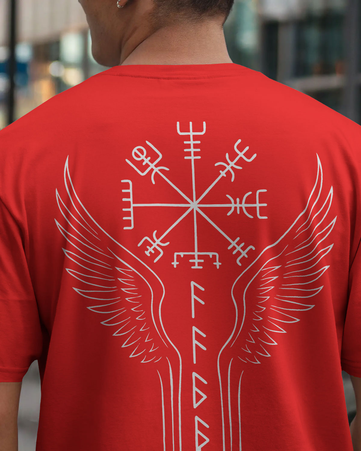 Runic Wings Oversized T-Shirt – Norse Symbolic Streetwear by Bycads