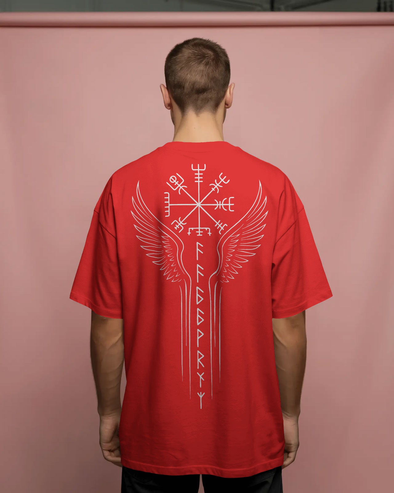 Runic Wings Oversized T-Shirt – Norse Symbolic Streetwear by Bycads