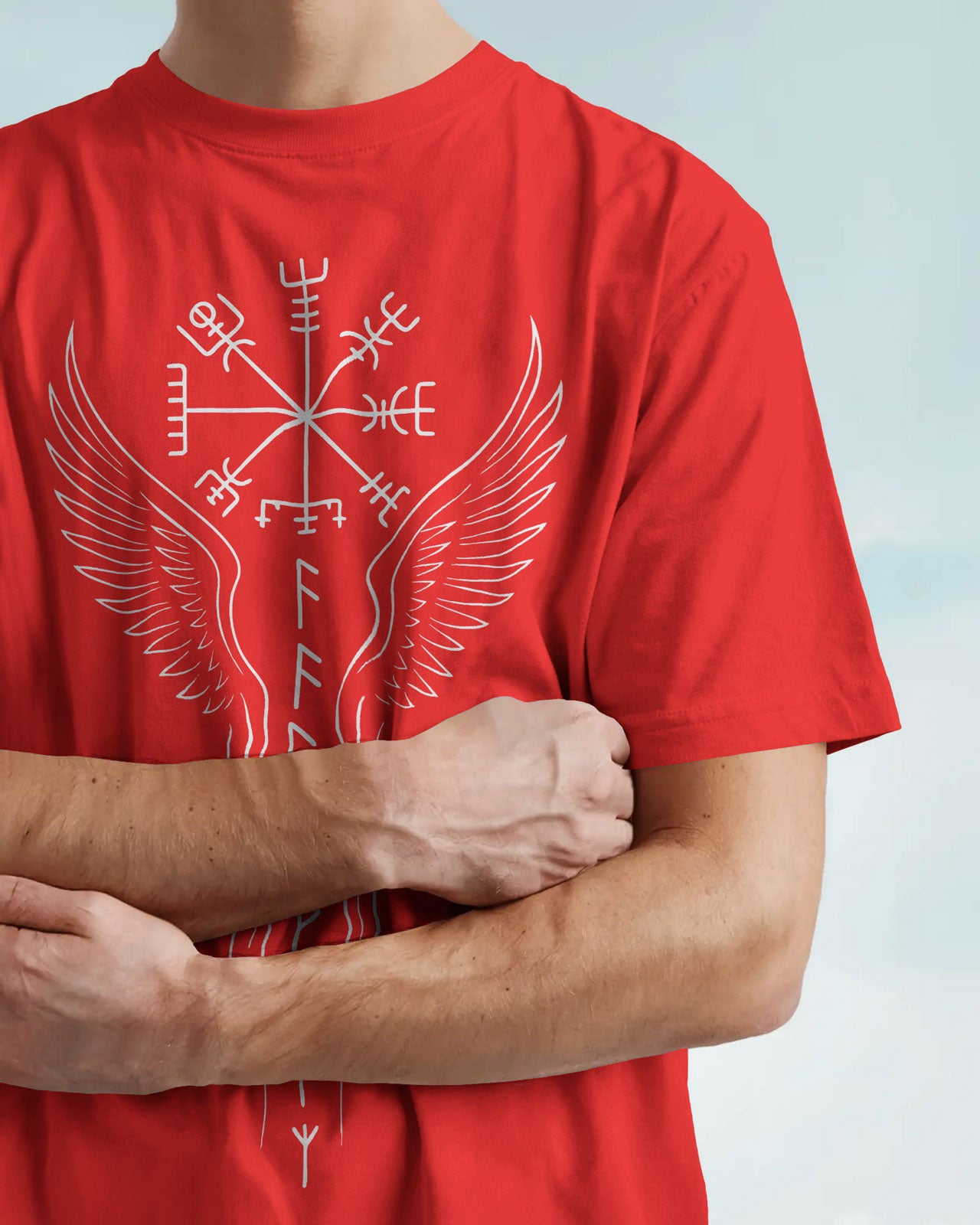 Runic Wings Oversized T-Shirt – Norse Symbolic Streetwear by Bycads