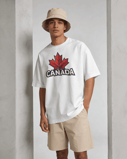 BYCADS Canada Maple Leaf Oversized Cotton Blend T-Shirt | Premium Streetwear Graphic T-Shirt