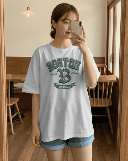 BYCADS Boston Graphic Oversized T-Shirt – Unisex Streetwear Cotton Blend t shirt