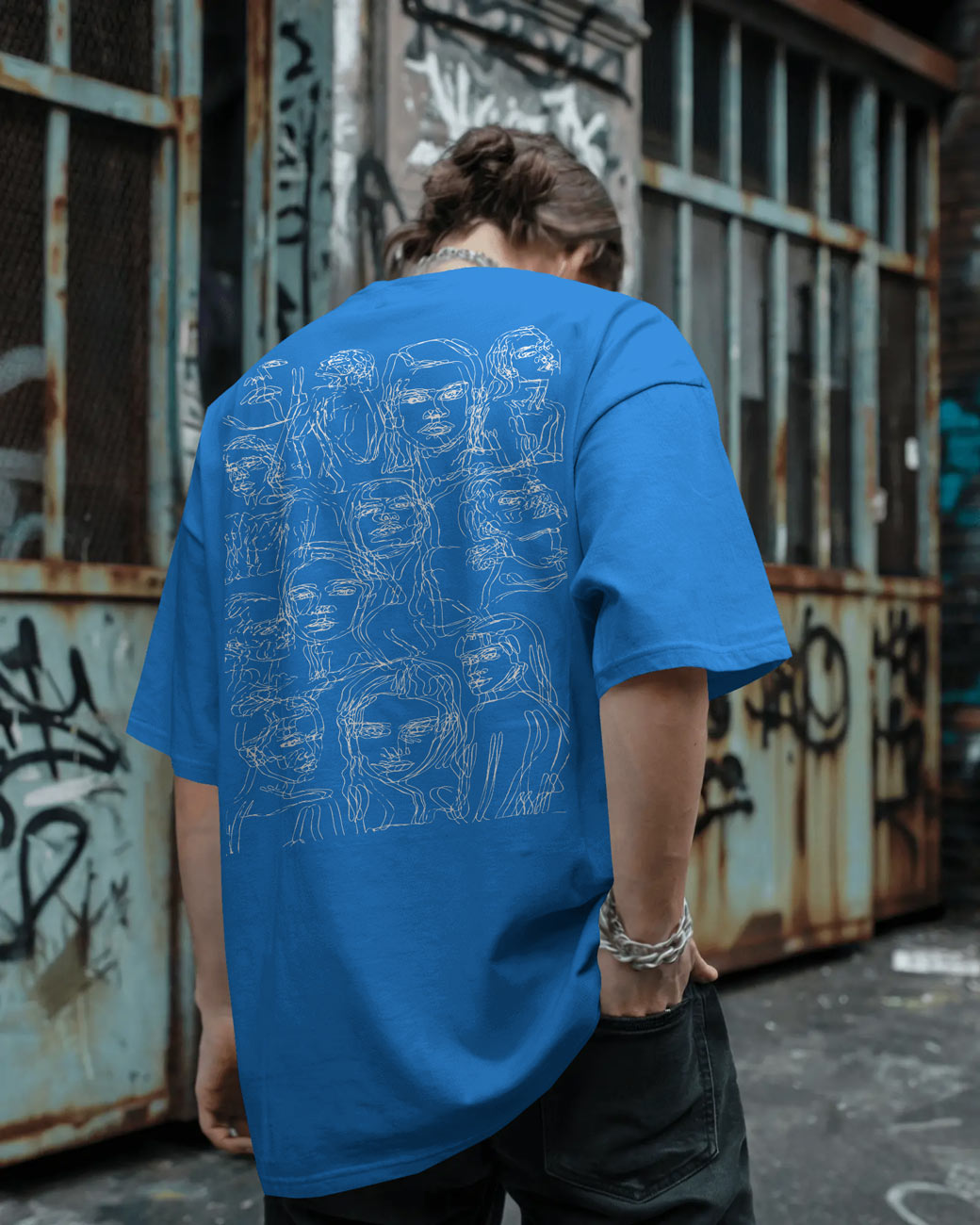 The "Many Faces" Line Art Oversized Tee - Multi-Colorways