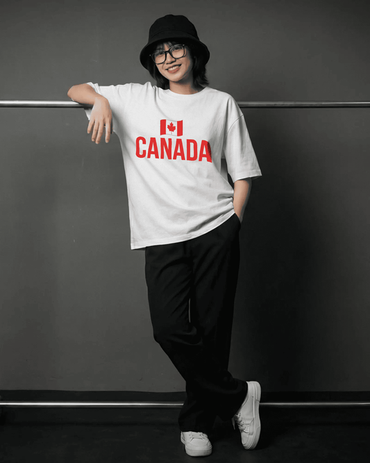 BYCADS Canada Flag Oversized T-Shirt – Unisex Travel Graphic Printed Cotton Blend tshirt