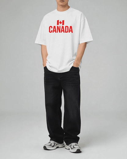 BYCADS Canada Flag Oversized T-Shirt – Travel Graphic Printed Cotton Blend tshirt