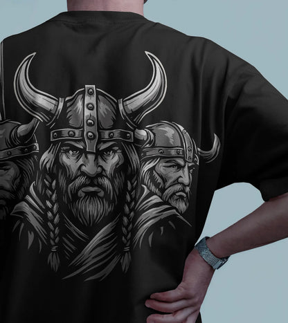Triple Viking Warriors Oversized T-Shirt – Norse Legends by Bycads