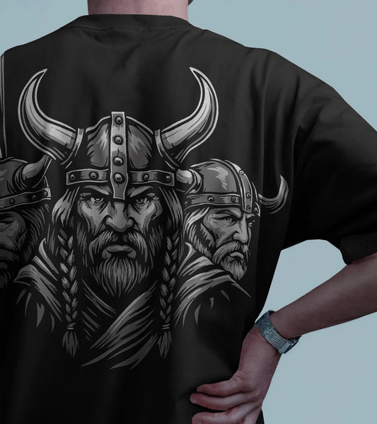 Triple Viking Warriors Oversized T-Shirt – Norse Legends by Bycads