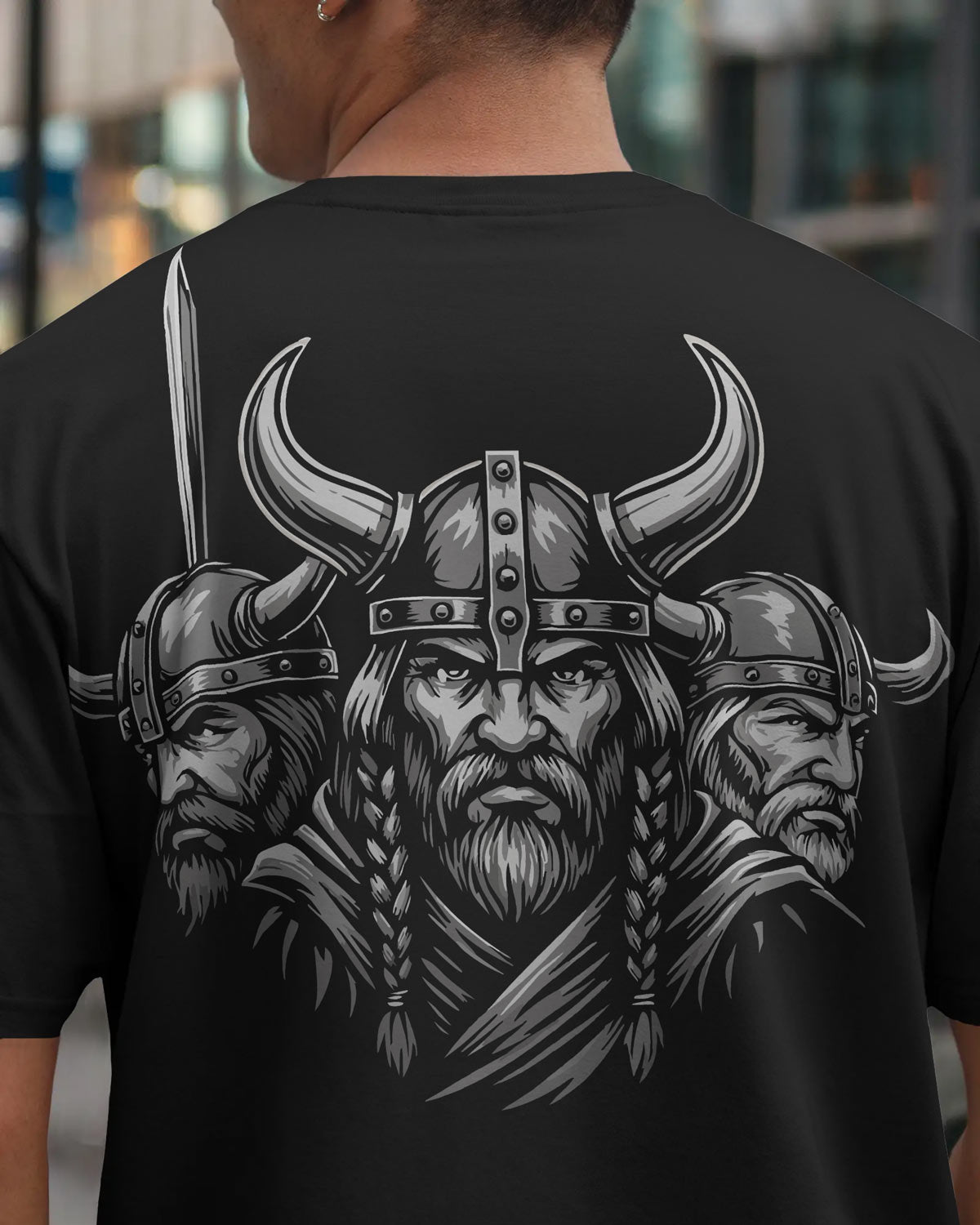 Triple Viking Warriors Oversized T-Shirt – Norse Legends by Bycads