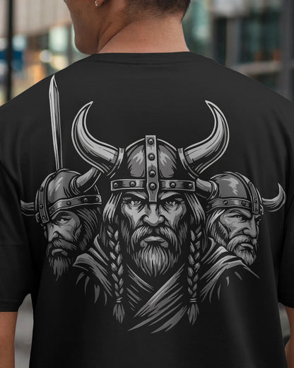 Triple Viking Warriors Oversized T-Shirt – Norse Legends by Bycads