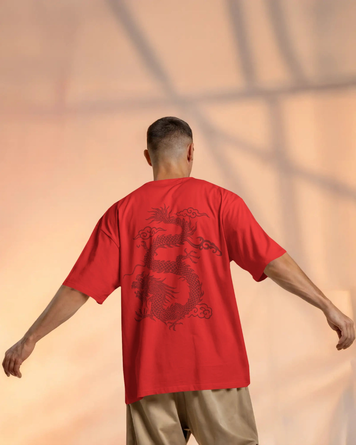 Unique Red Dragon – Oversized Urban Warrior T-Shirt